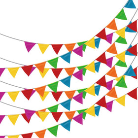 Loopjoygame pennant flags close-up in vibrant colors for festive decor