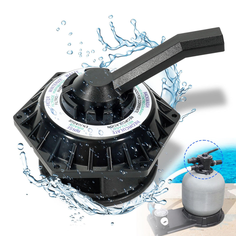 Loosoo Hi-Flow 6-Way Top Valve for pool filters with durable, easy installation.