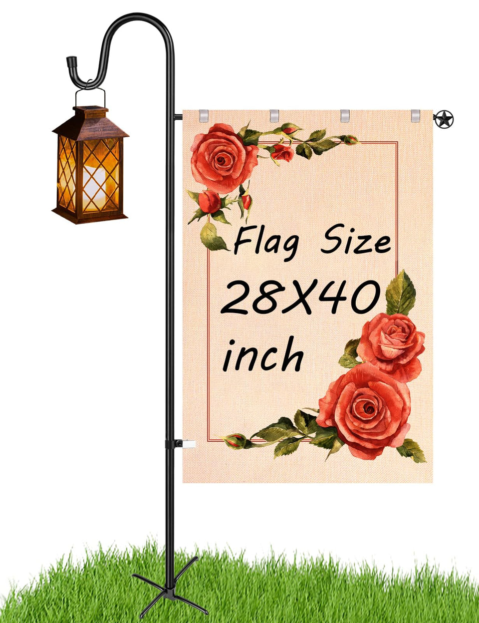 LOPANNY flag pole arm A for secure 28x40 flag display in outdoor gardens.
