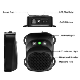 Loraffe LED strobe lights with ultrasonic deterrence in engine bay.