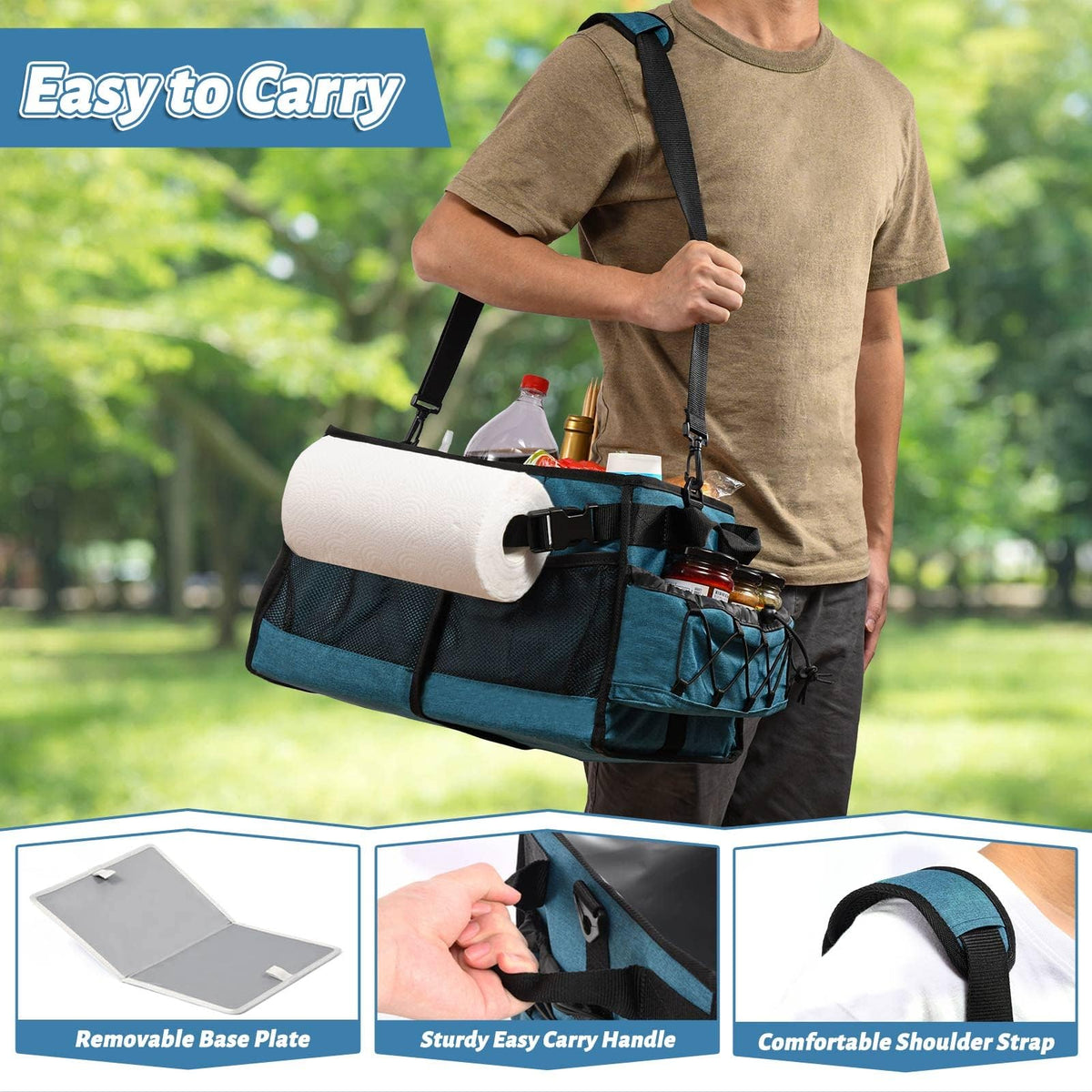 Lorbro Grill Caddy offers large capacity for drinks, tools, and paper towels.