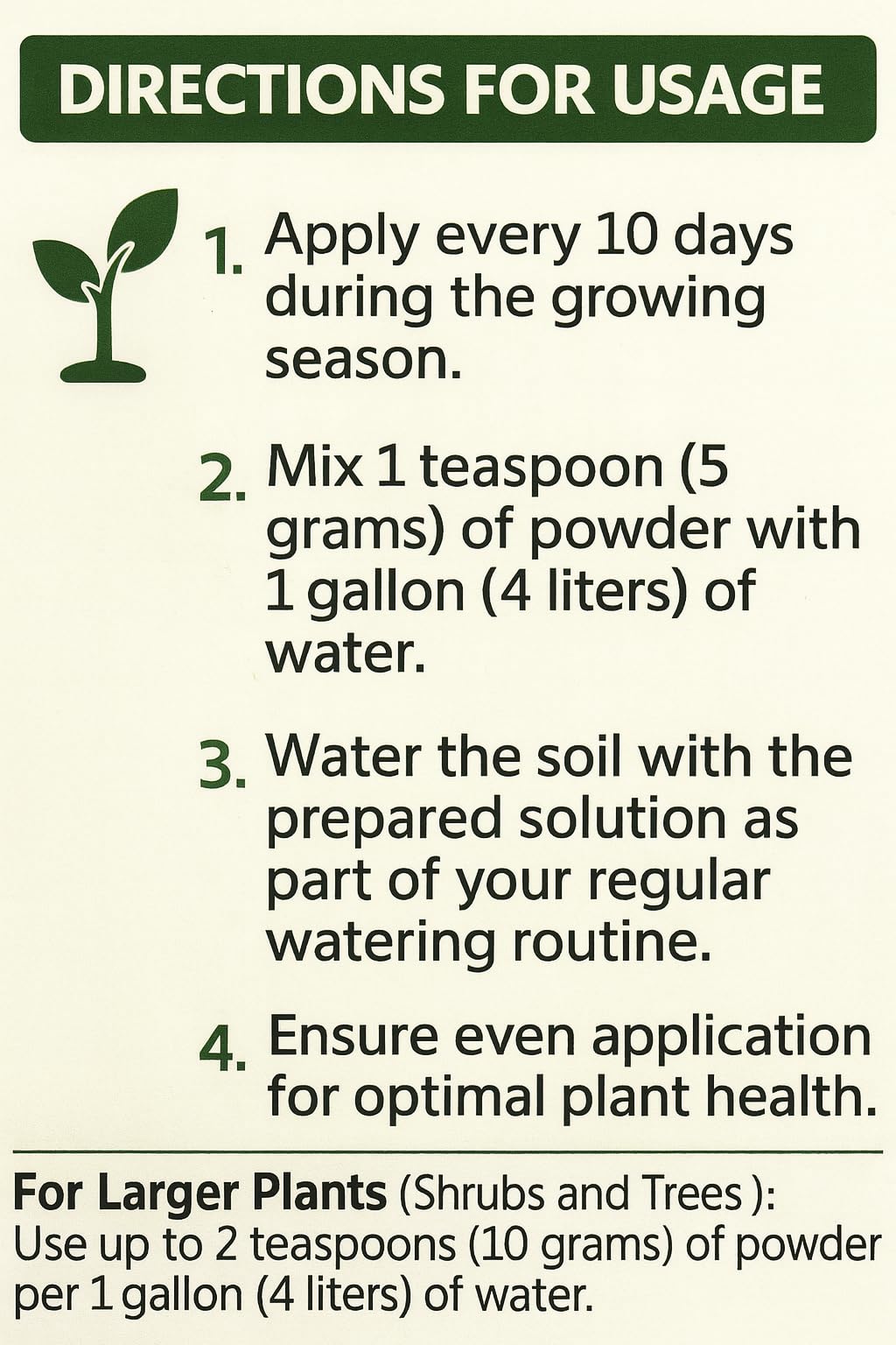 LORD OF MILLET applied to trees and shrubs for healthy foliage
