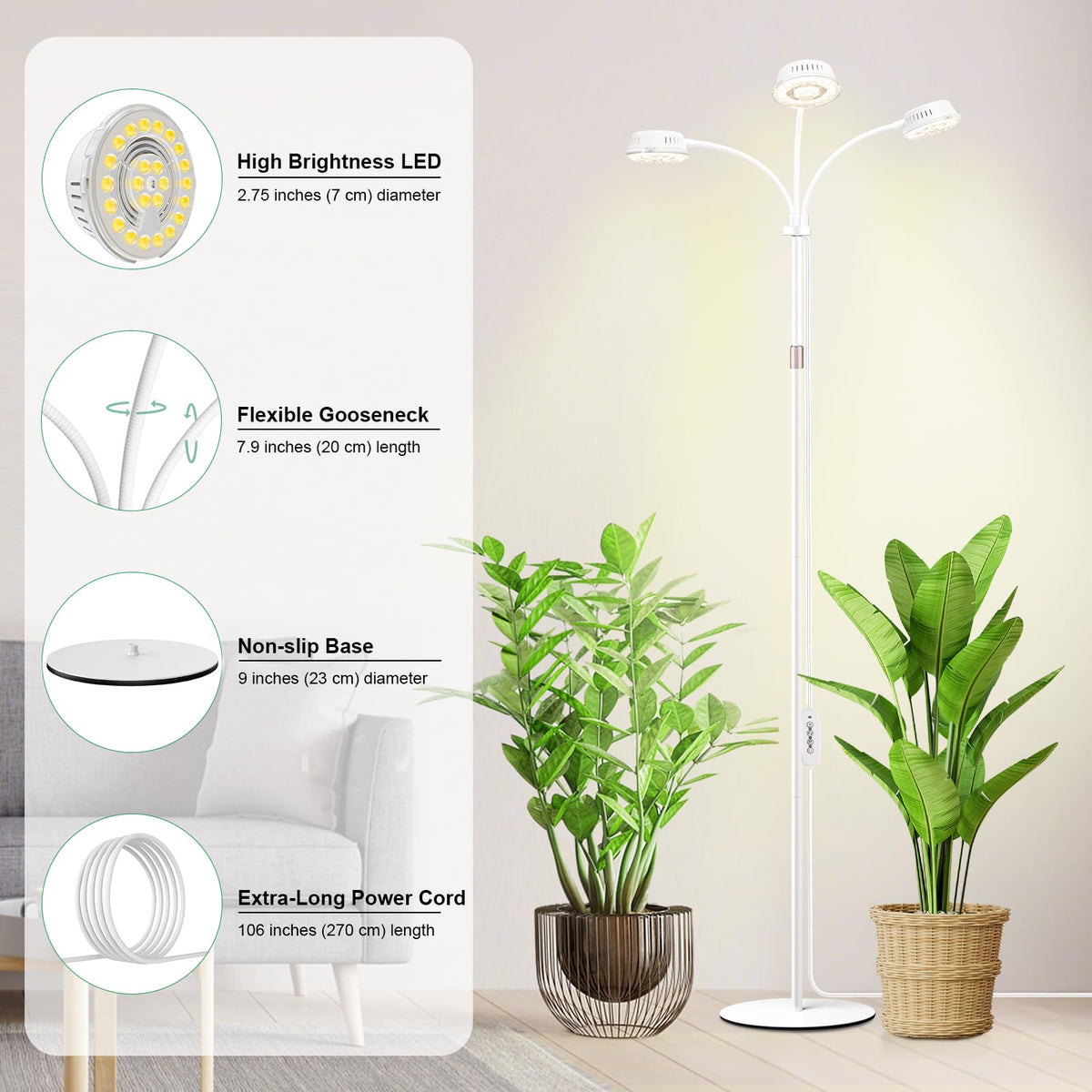 LORDEM 360-degree gooseneck flexibility for precise light placement
