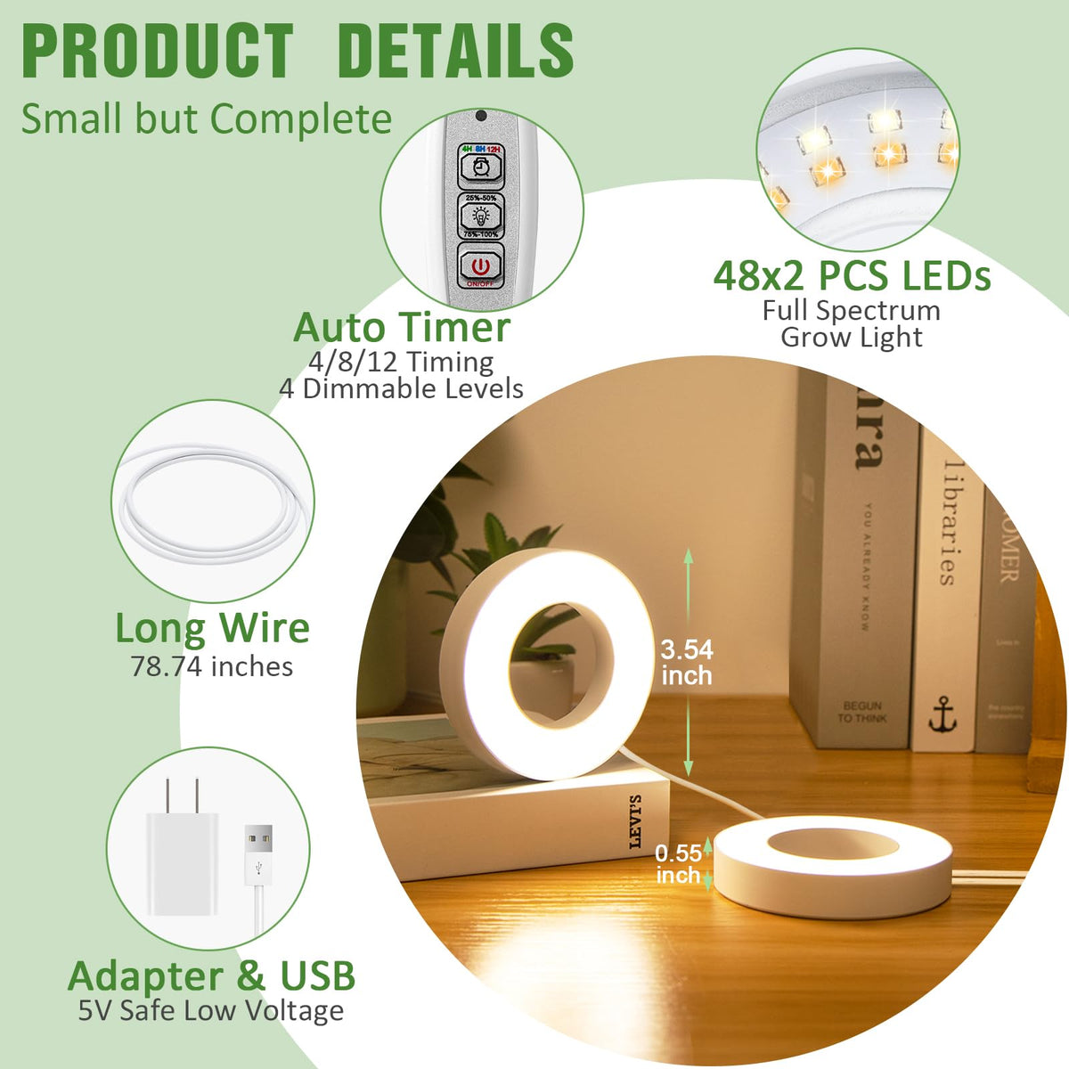 LORDEM dual-head design evenly distributes light to compact plant setups.