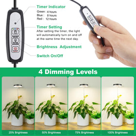 LORDEM grow light offers four brightness levels for different growth stages.