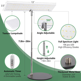 LORDEM Grow Light brightness levels image highlights four dimming options for different growth stages.