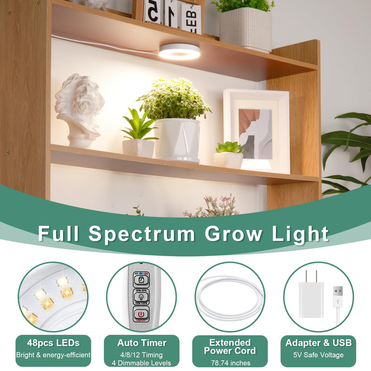 LORDEM grow light offers four dimmable levels for varying brightness