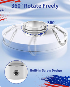 Loretoy flag pole rings with carabiner hook for easy flag attachment.