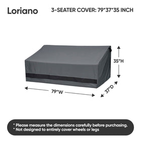 Loriano 3-Seater cover closeup reveals heavy-duty 600D fabric with waterproof coating for rain protection