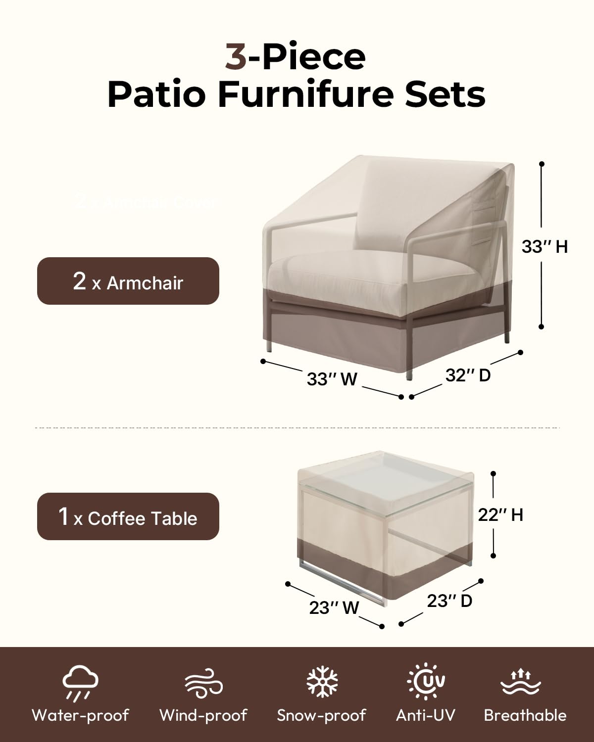 Loriano chair cover snugly fits up to 31W x 31D x 33H