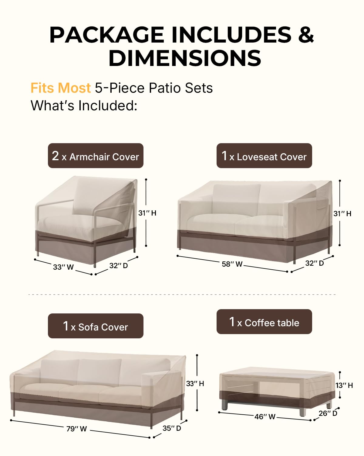 Loriano loveseat cover guards two-seat furniture with durable waterproofing.