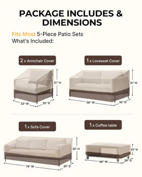 Loriano loveseat cover guards two-seat furniture with durable waterproofing.