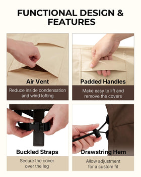 Loriano windproof cover with buckles resists gusty conditions.