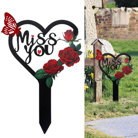 LOSFOTBO heart memorial marker stake; durable outdoor grave display.