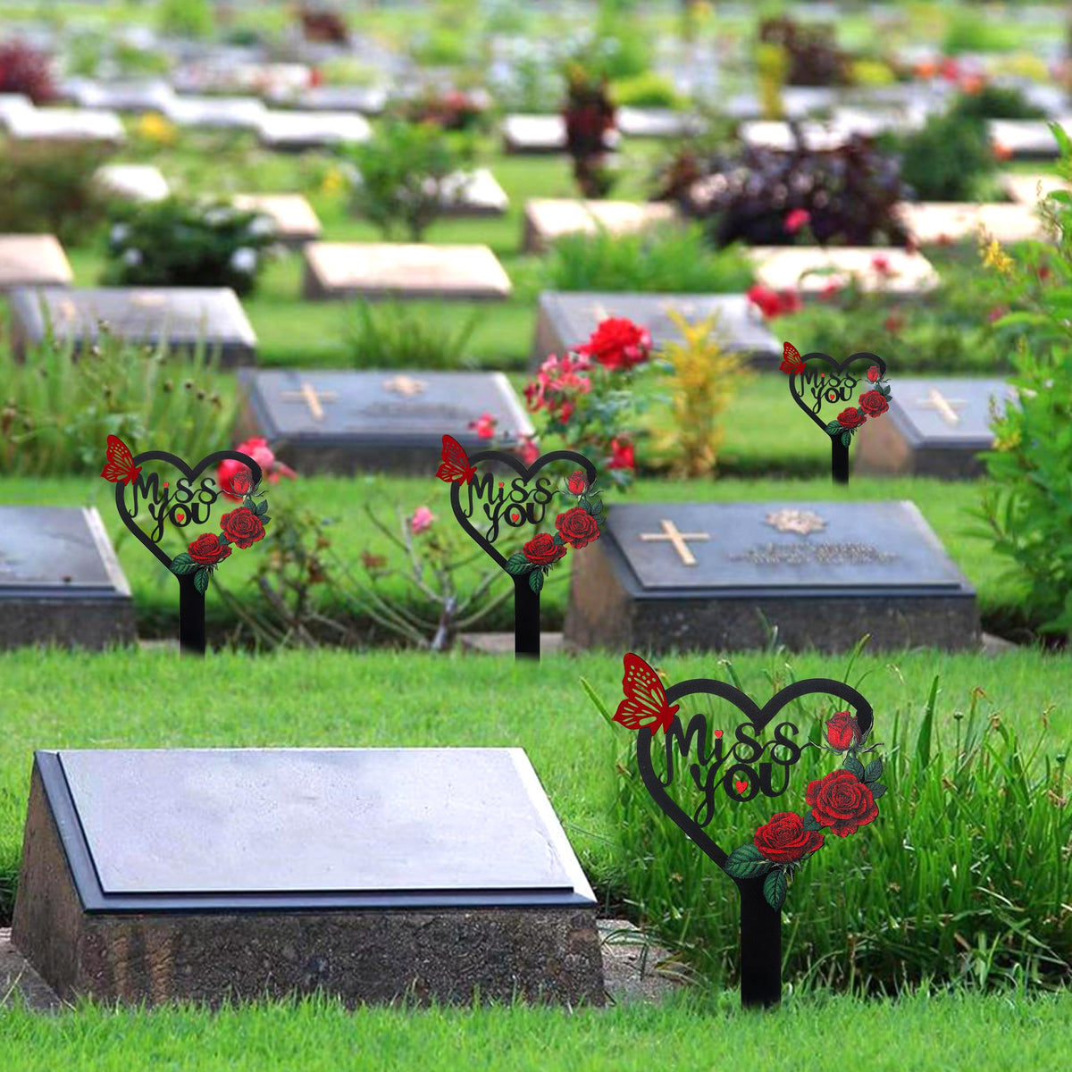 LOSFOTBO rose-design memorial plaque for elegant garden tribute.