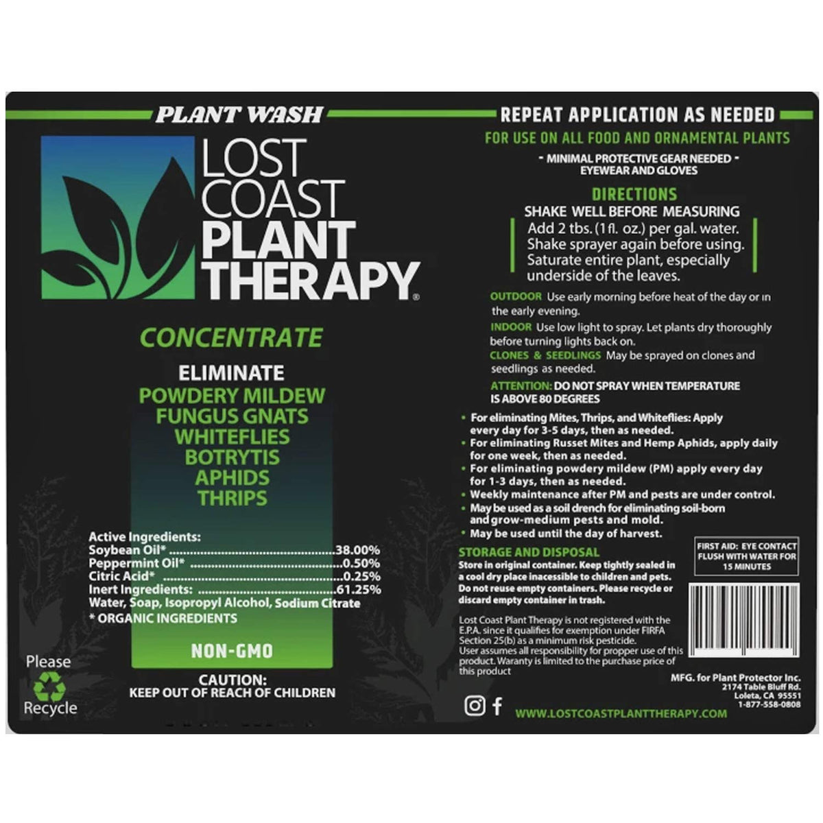 Lost Coast Plant Therapy spray-ready concentrate shown for indoor and outdoor use.