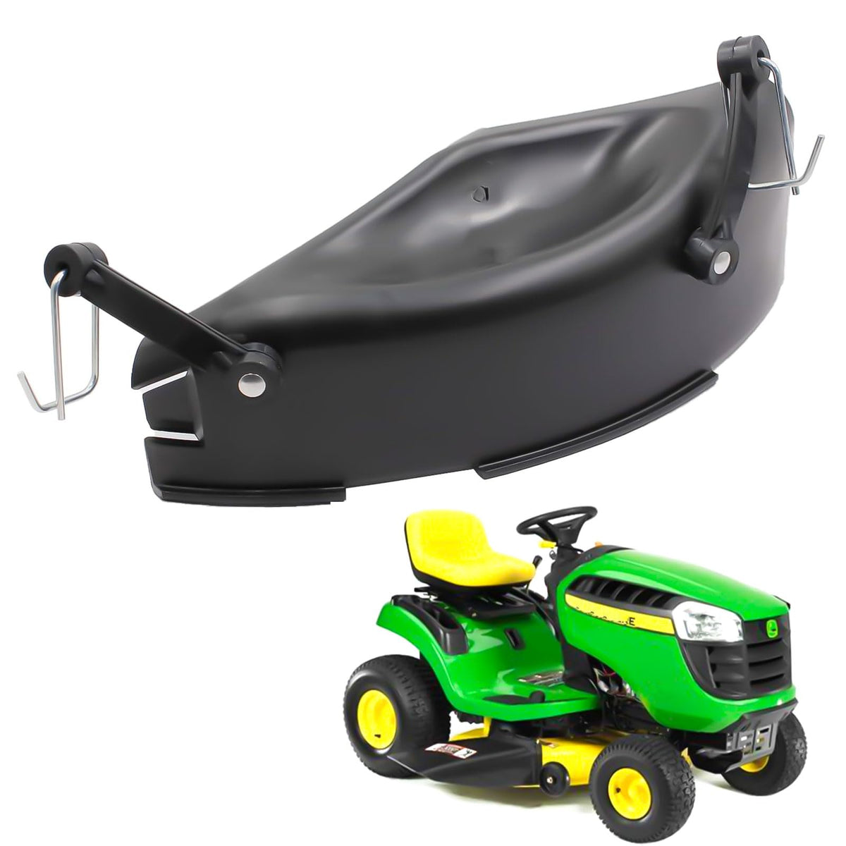 Lostar GY00115 mulch cover installed on a 42-inch mower discharge opening for cleaner mowing.