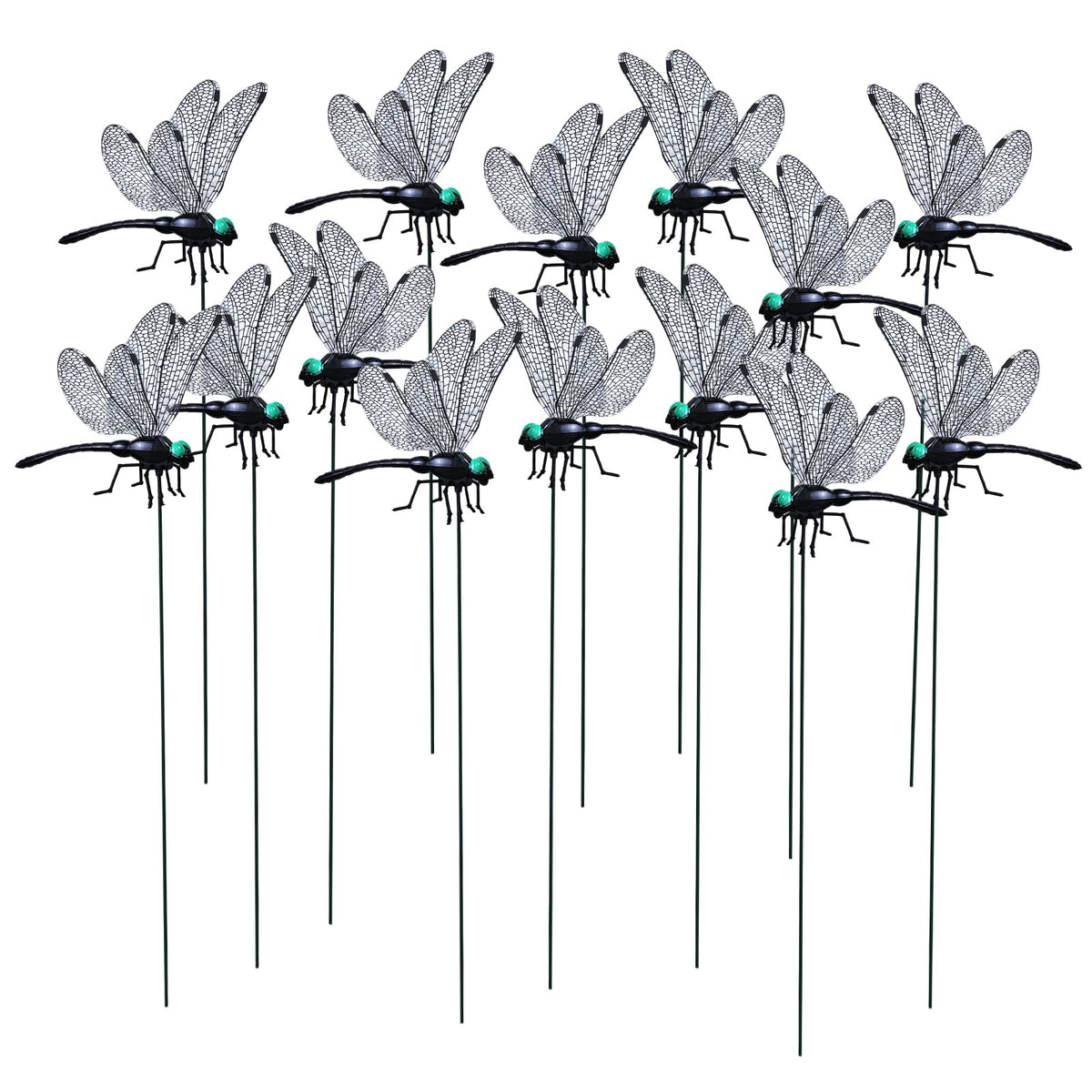 LOTADILO black dragonfly stake with 14 cm wingspan adding natural garden charm