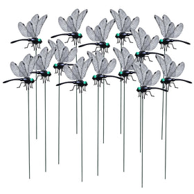 LOTADILO black dragonfly stake with 14 cm wingspan adding natural garden charm