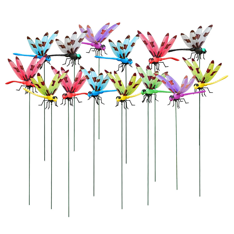 LOTADILO dragonfly garden stake in vibrant colors adds dynamic charm to outdoor pots