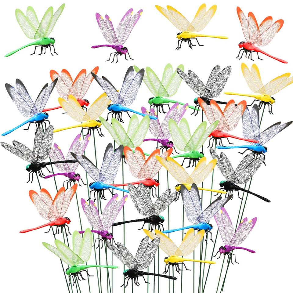 LOTADILO dragonfly garden stake in black adds subtle outdoor charm to pots.