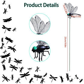 LOTADILO dragonfly garden stakes 20-pack decorate borders and pots with lifelike detail