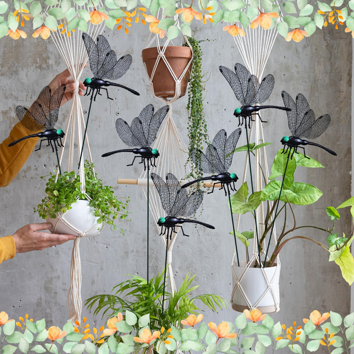 LOTADILO lifelike dragonfly detail enhances outdoor planters and flower beds