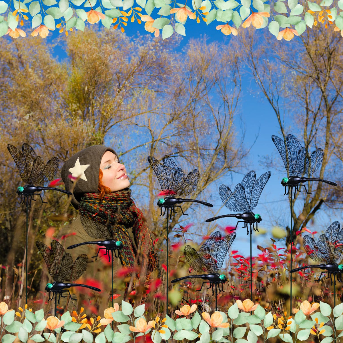 LOTADILO pvc garden decor dragonflies provide durable weather-ready visual interest