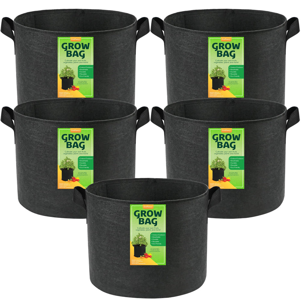 LotFancy 20 gallon grow bag front view with upright, self-supporting fabric.