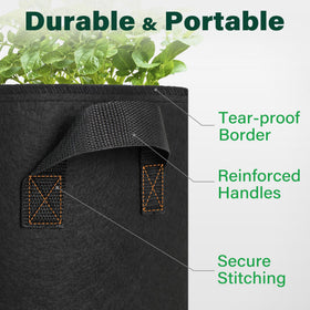 LotFancy 20 gallon grow bag reinforced handles for lifting heavier loads.