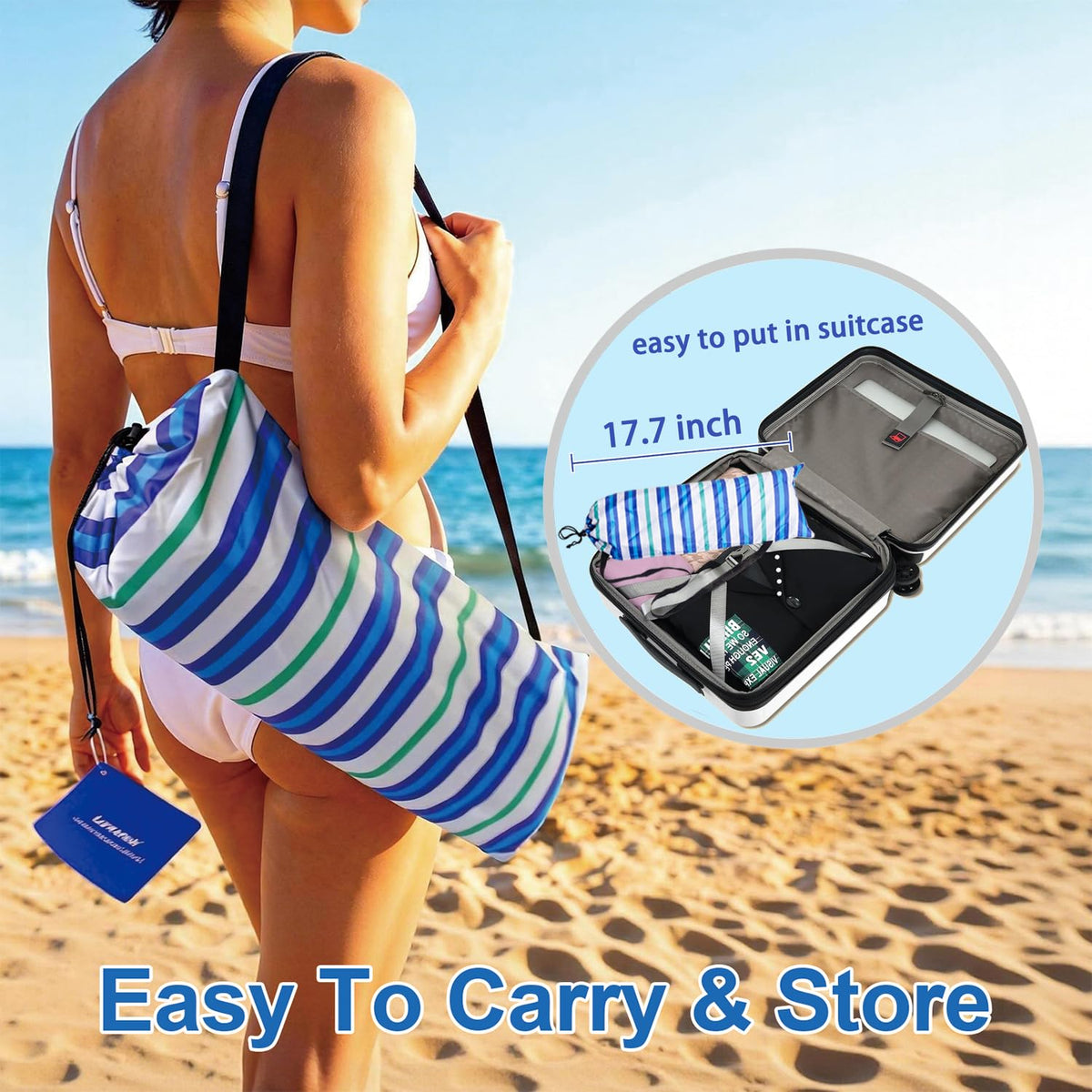 LottaFun sand anchor system stabilizes umbrella on sandy shores
