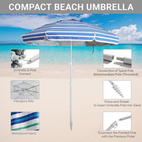 LottaFun beach umbrella canopy shows spacious shade for family days
