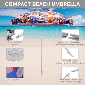 LOTTAFUN sand anchor system keeps umbrella stable in windy conditions.