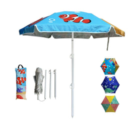 LOTTAFUN Water Table Umbrella 5ft beach canopy provides shade on sunny shores.