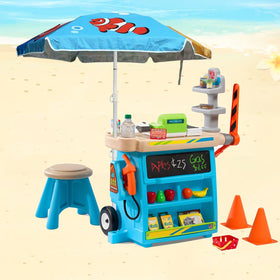 LOTTAFUN Water Table Umbrella aerodynamic vent reduces wind strain during use.