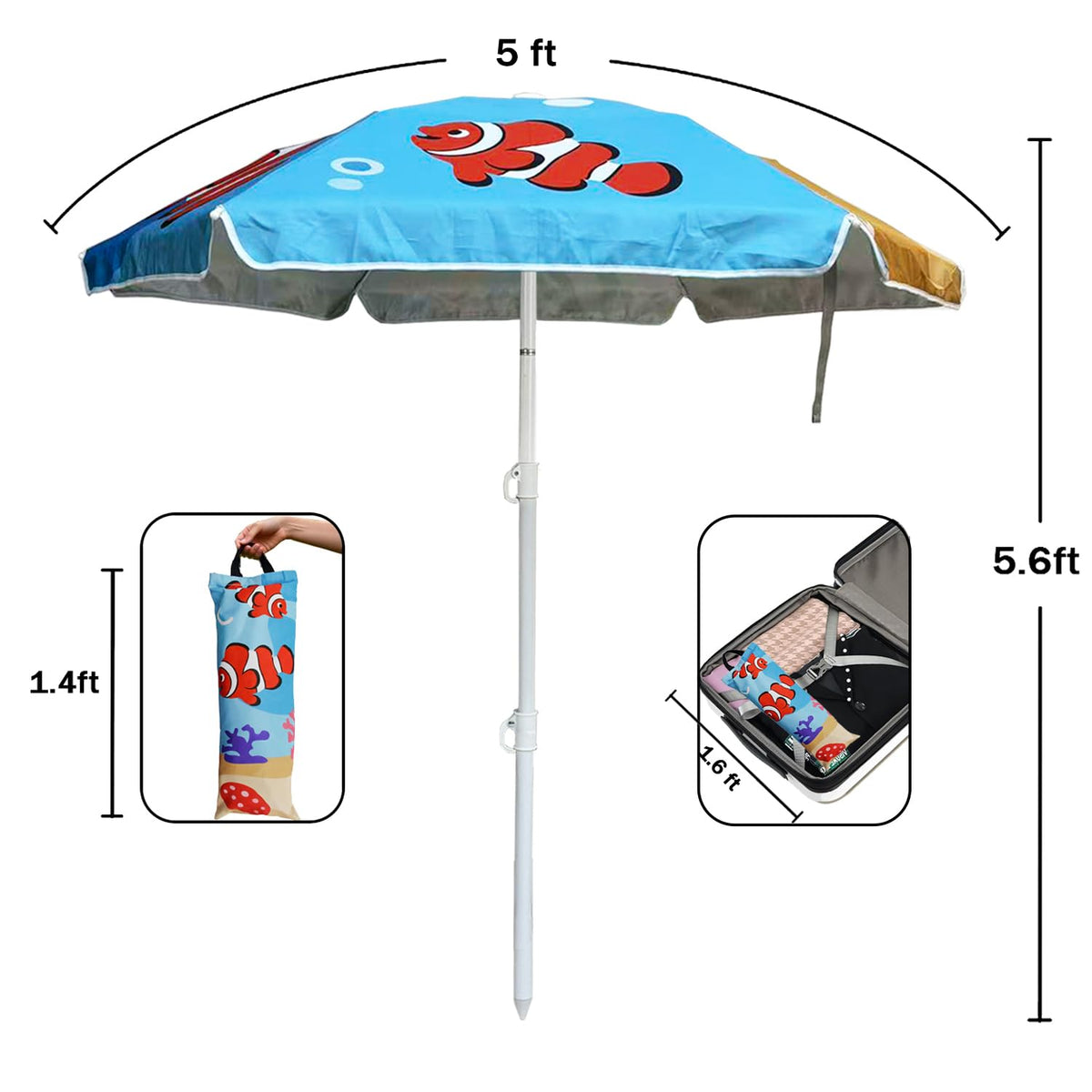 LOTTAFUN Water Table Umbrella rust-proof frame resists salt and beach wear.