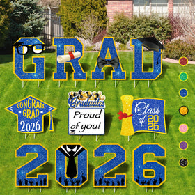 Lotus Hills Grad 2026 letters stand 15 inches tall for bold yard visibility.