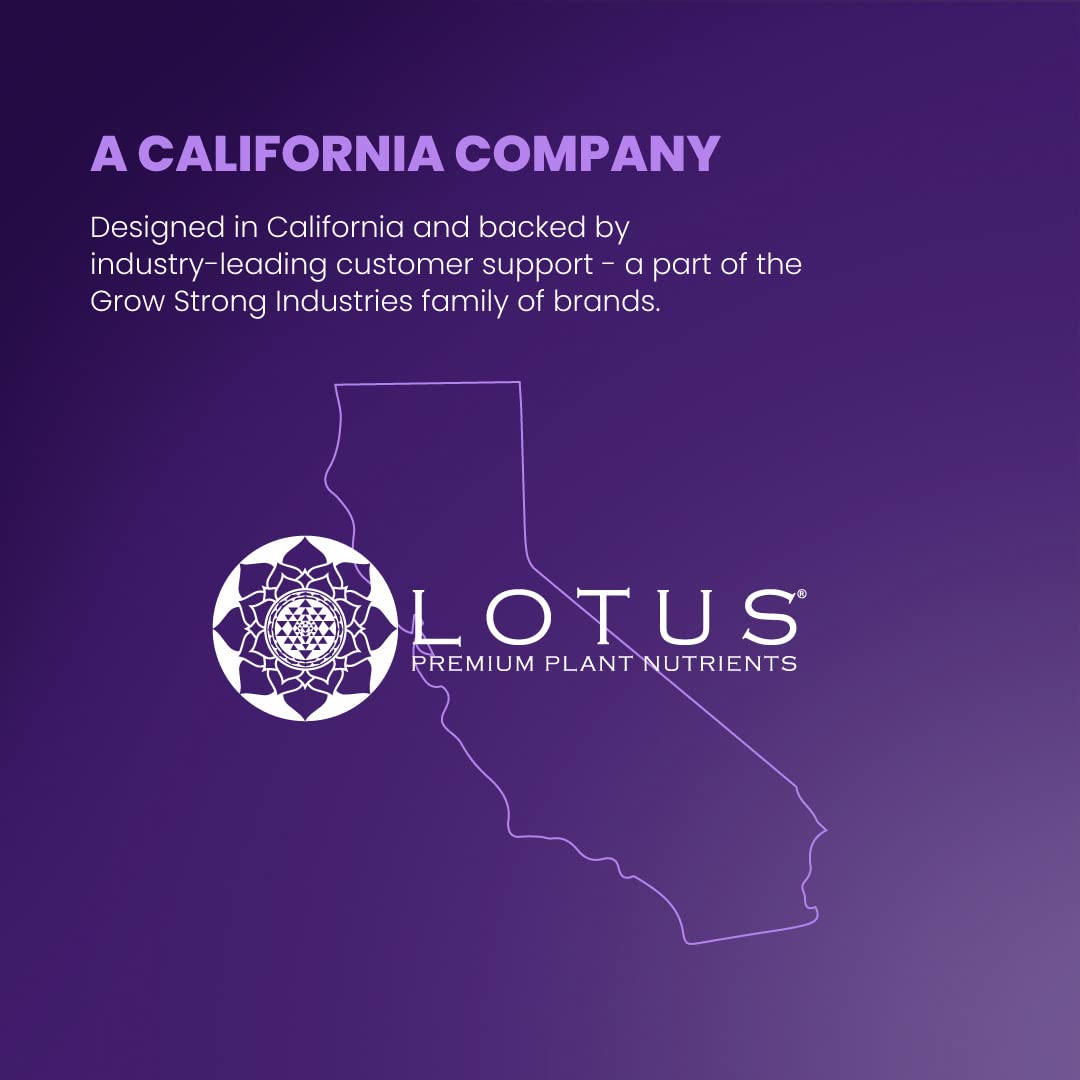 Lotus Bloom Pro label close-up highlighting 14+ ingredients.