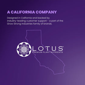 Lotus Bloom Pro label close-up highlighting 14+ ingredients.