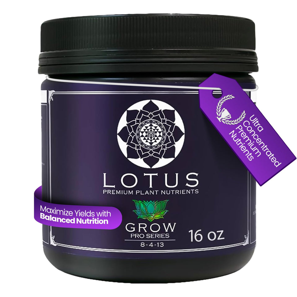 Lotus Nutrients Grow Pro Series bottle front view for reliable all-in-one feeding