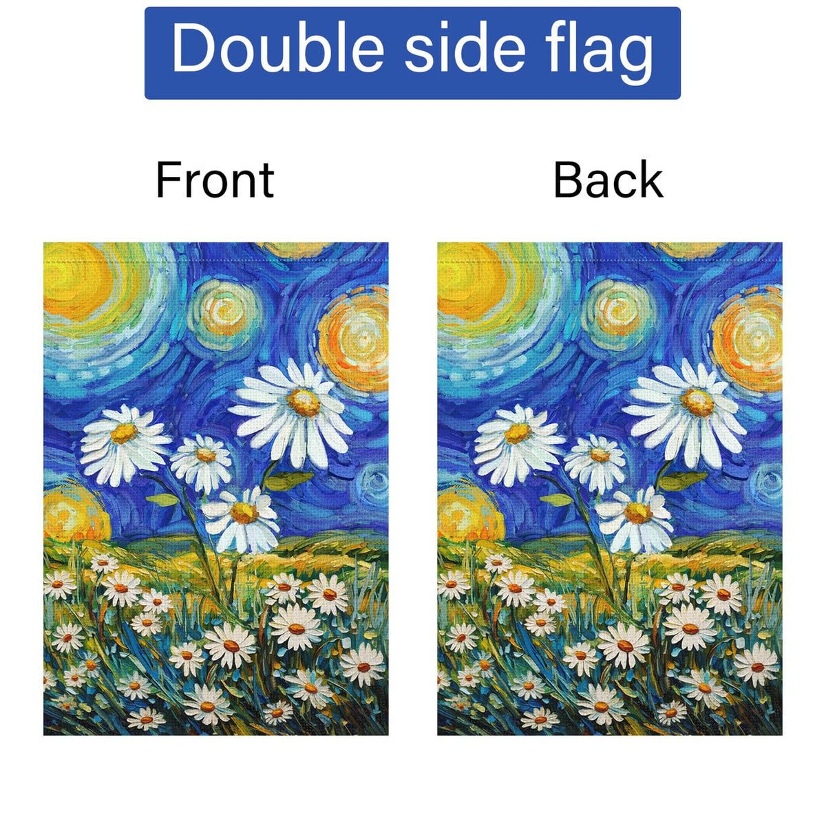 Louise Maelys daisy welcome flag ideal for porch or garden gate.