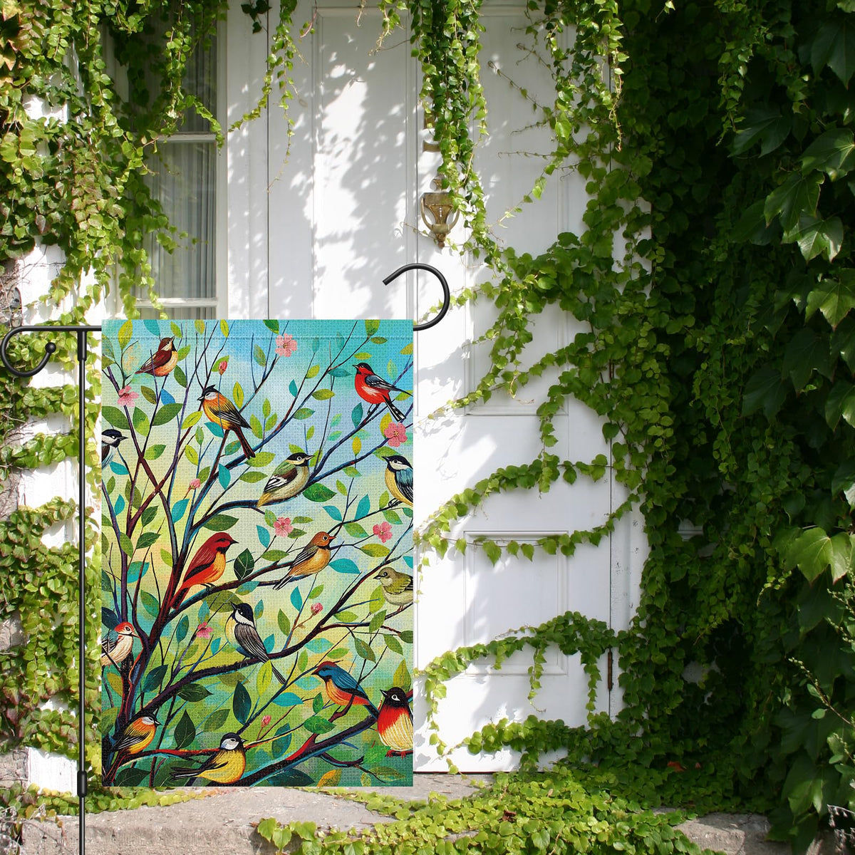 Louise Maelys floral flag offers weather-friendly spring charm.