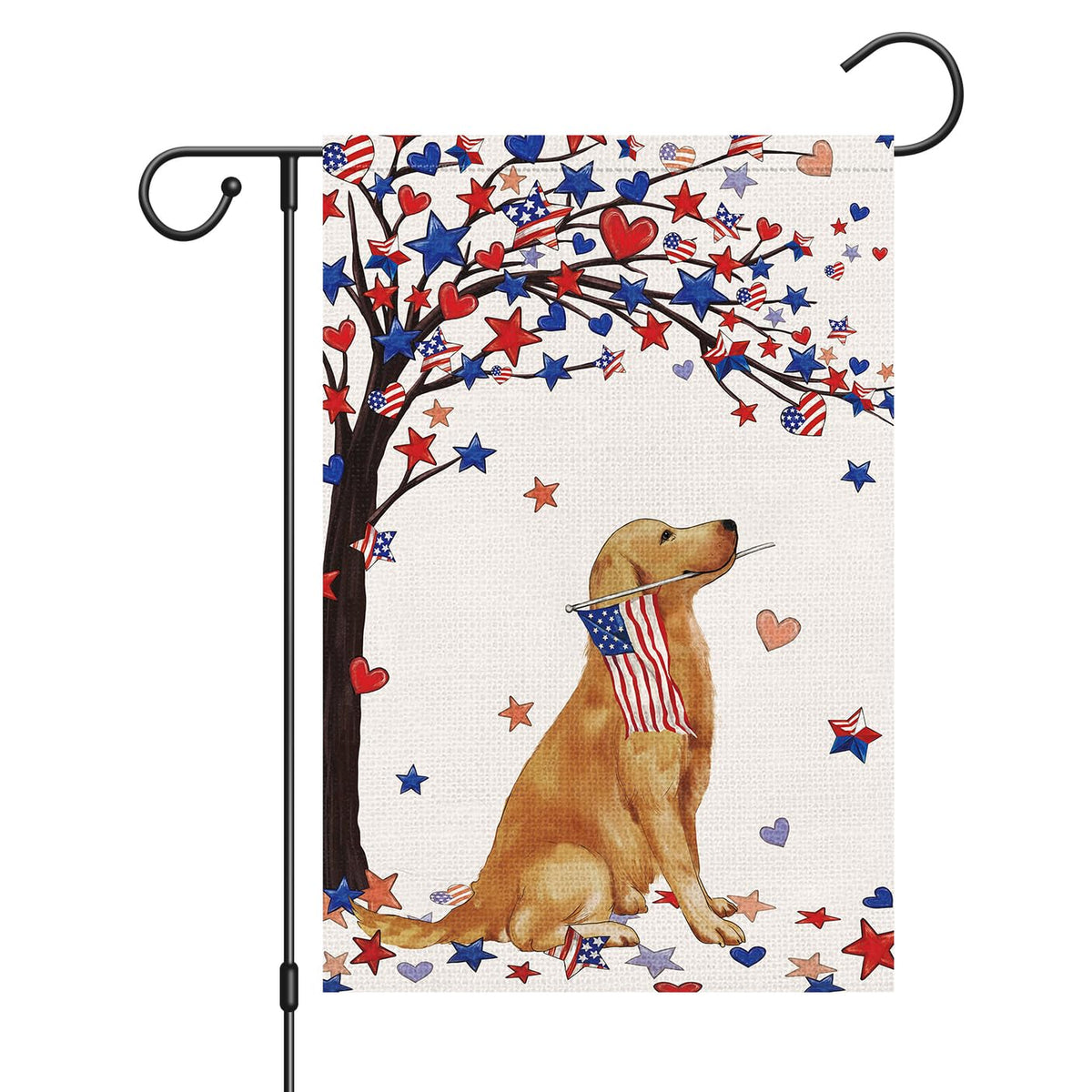 Louise Maelys flag with golden retriever motif for double-sided outdoor decor.