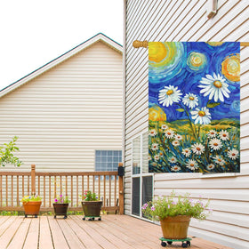 Louise Maelys garden flag shows starry sky detail for spring curb appeal.