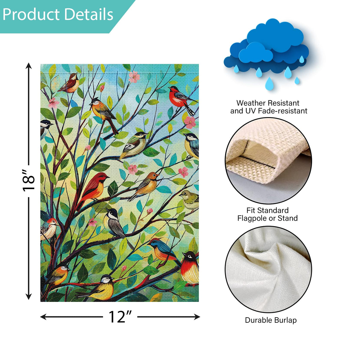 Louise Maelys garden flag fits front porch or yard.