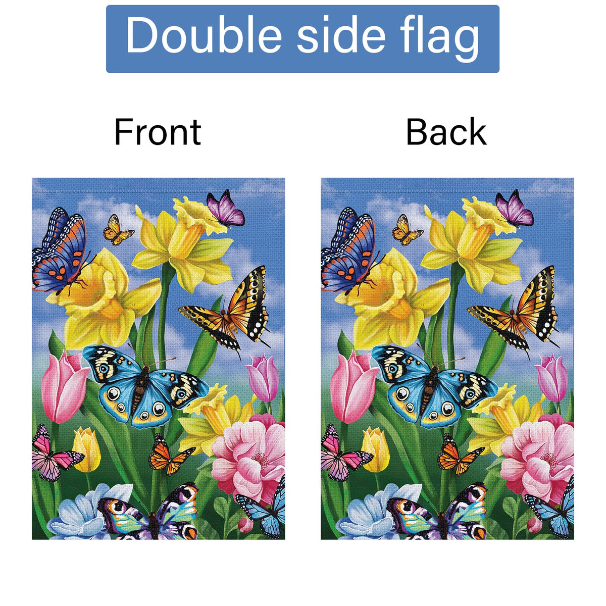 Louise Maelys outdoor welcome flag sleeve fits standard banner or flagpole setups.