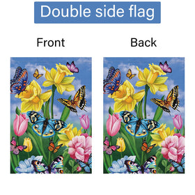 Louise Maelys outdoor welcome flag sleeve fits standard banner or flagpole setups.