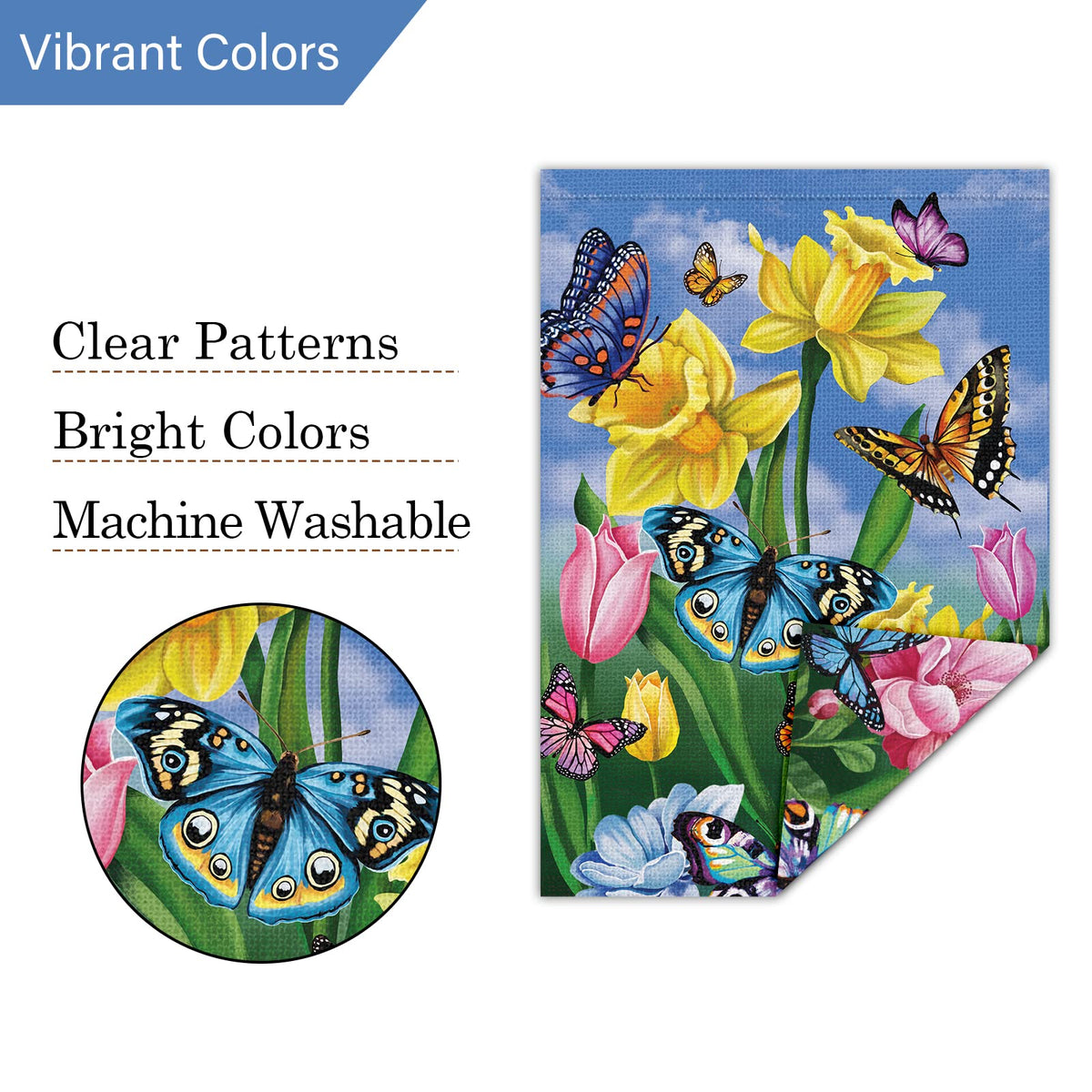 Louise Maelys spring entrance flag ideal for patios, gates, and garden paths.
