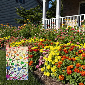 Louise Maelys welcome flag for front yard with rainbow colors