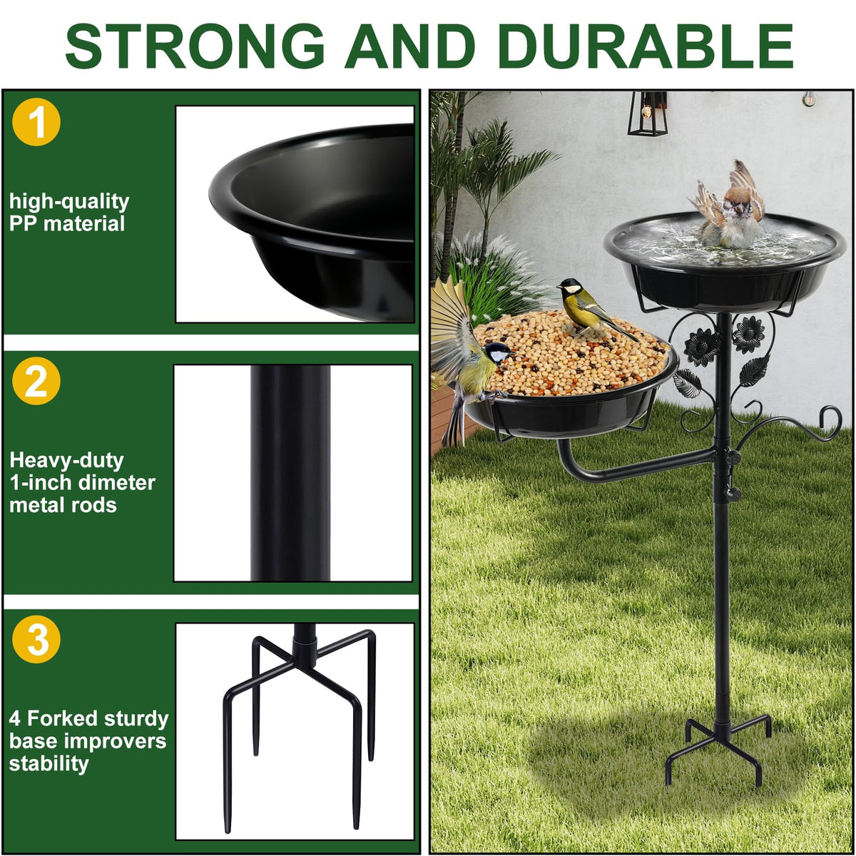 Lounginglife clamp option bird bath for railing adds versatile mounting.